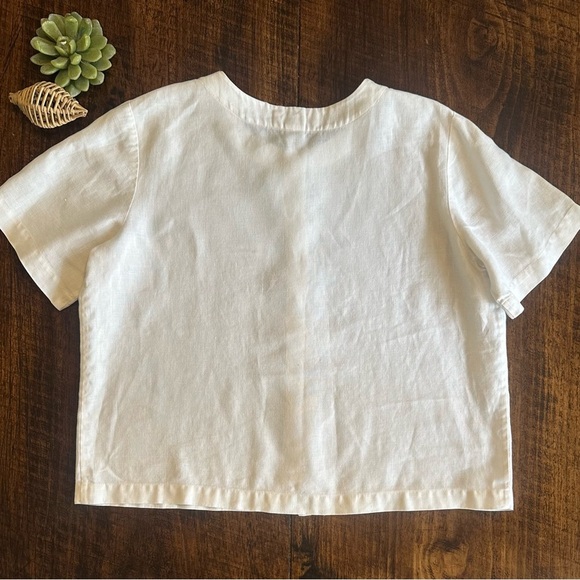 Orvis | White 100% Linen Shirt Sleeve Button Down Top w/Shell Buttons, Size M - Picture 2 of 6